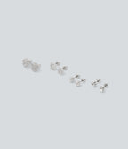 Rhinestone-Encrusted Alloy Earrings Set — Silver — view 6