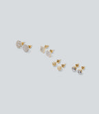 Rhinestone-Encrusted Alloy Earrings Set — Gold — view 1
