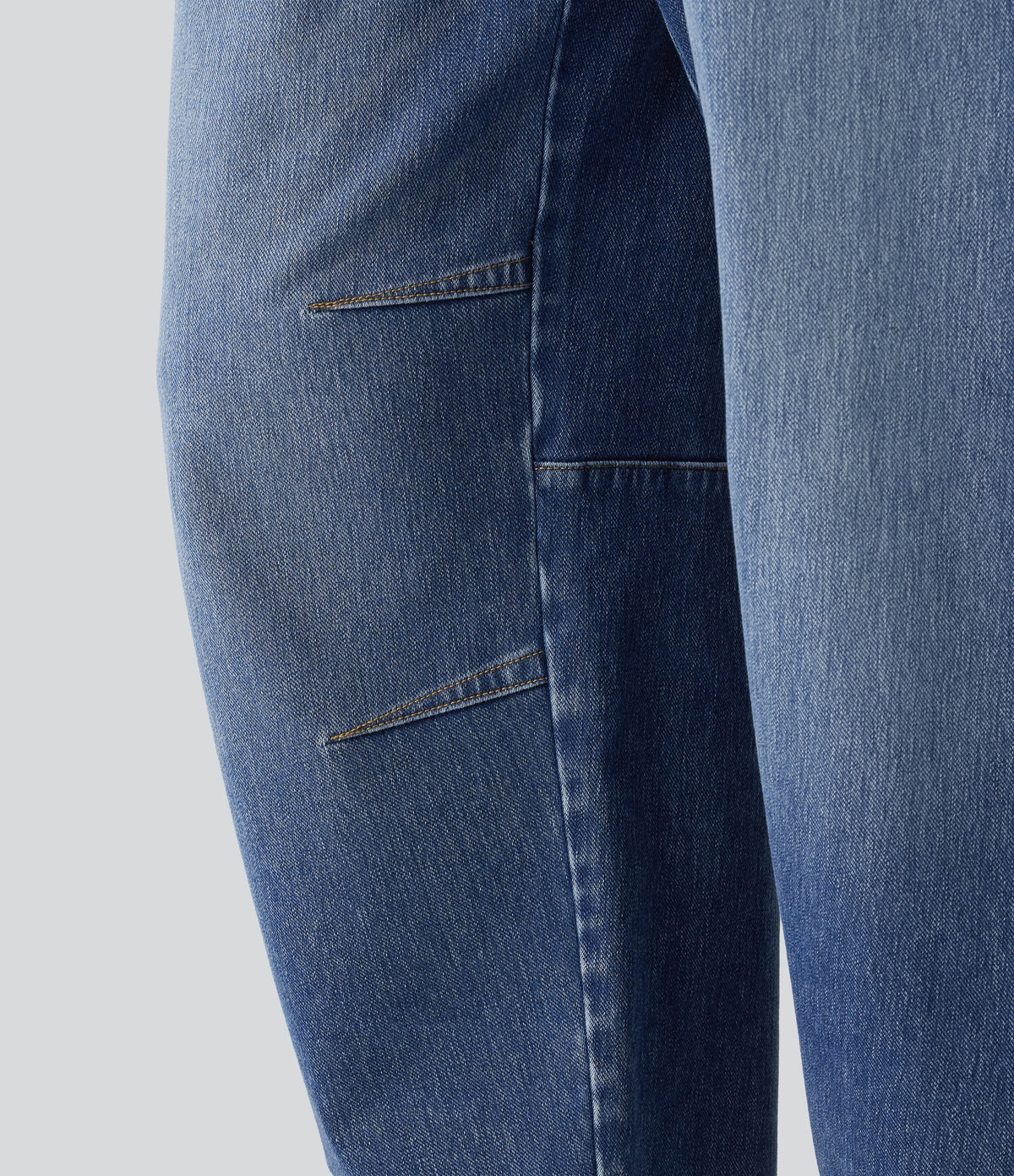 Low Rise Barrel Leg Casual Jeans with Pockets — Gulf Stream Blue Denim — view 6