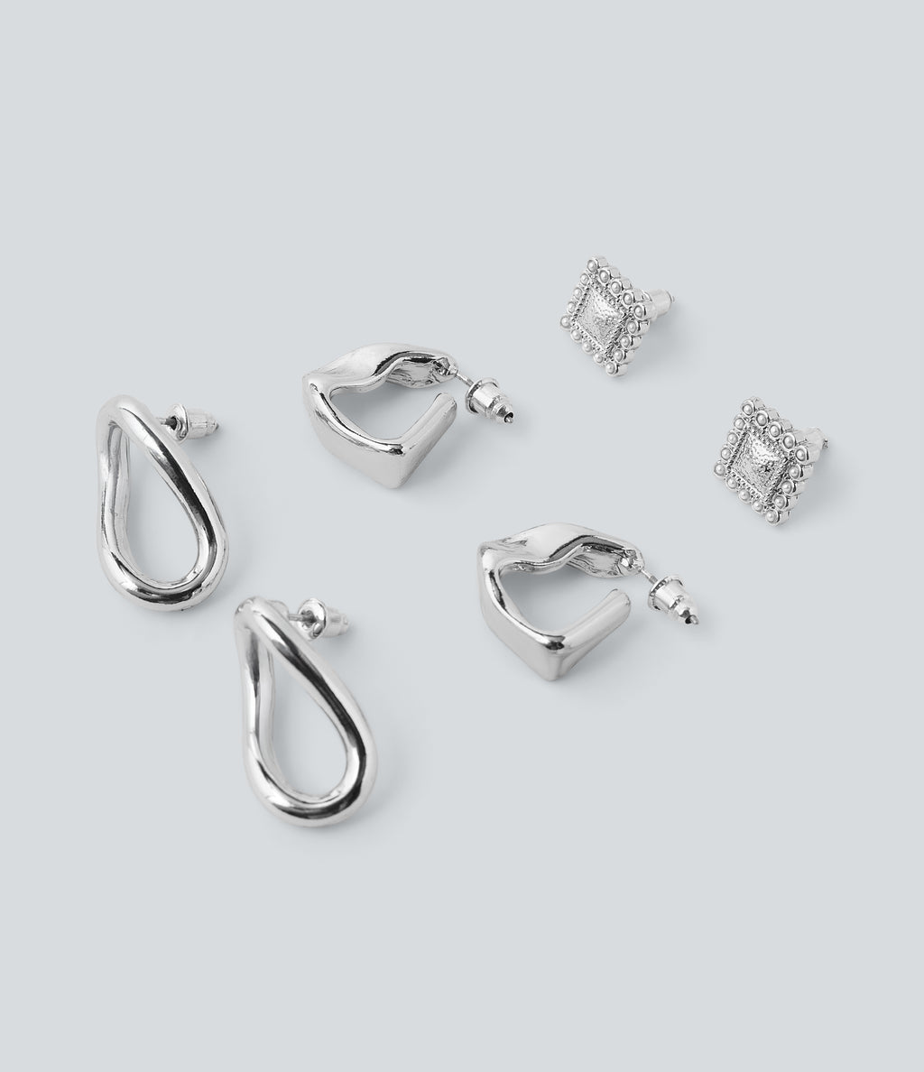 Alloy Earrings Set — Silver — view 4
