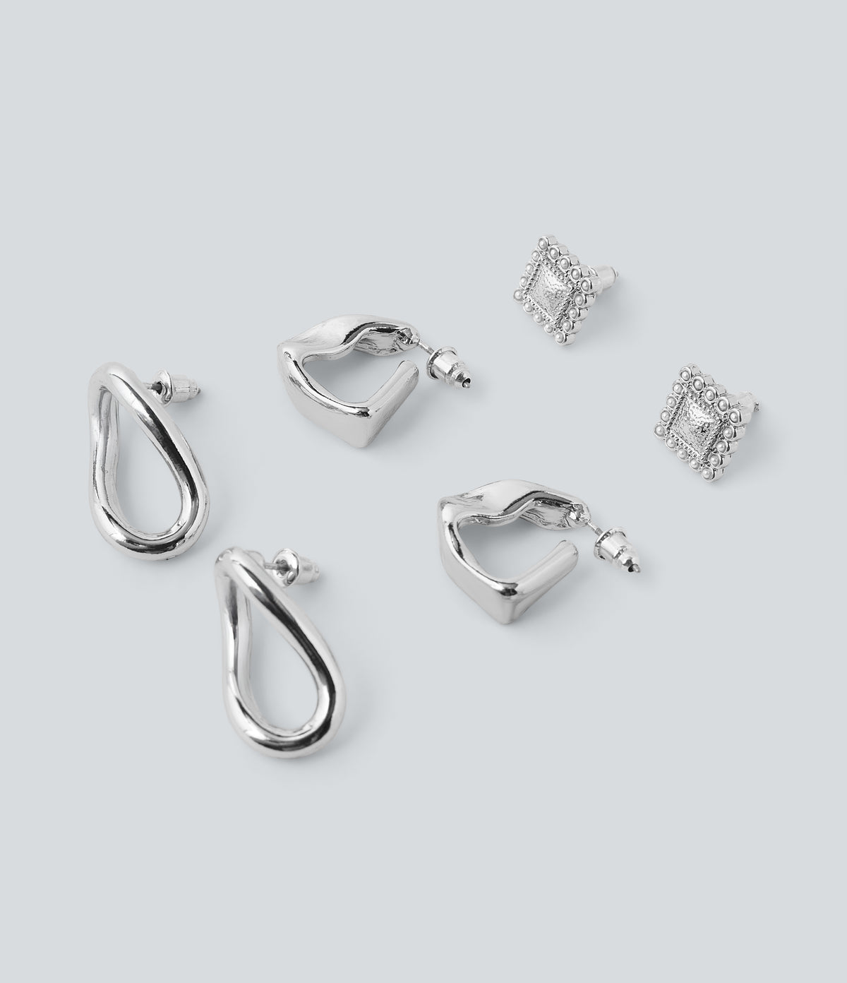 Alloy Earrings Set — Silver — view 4