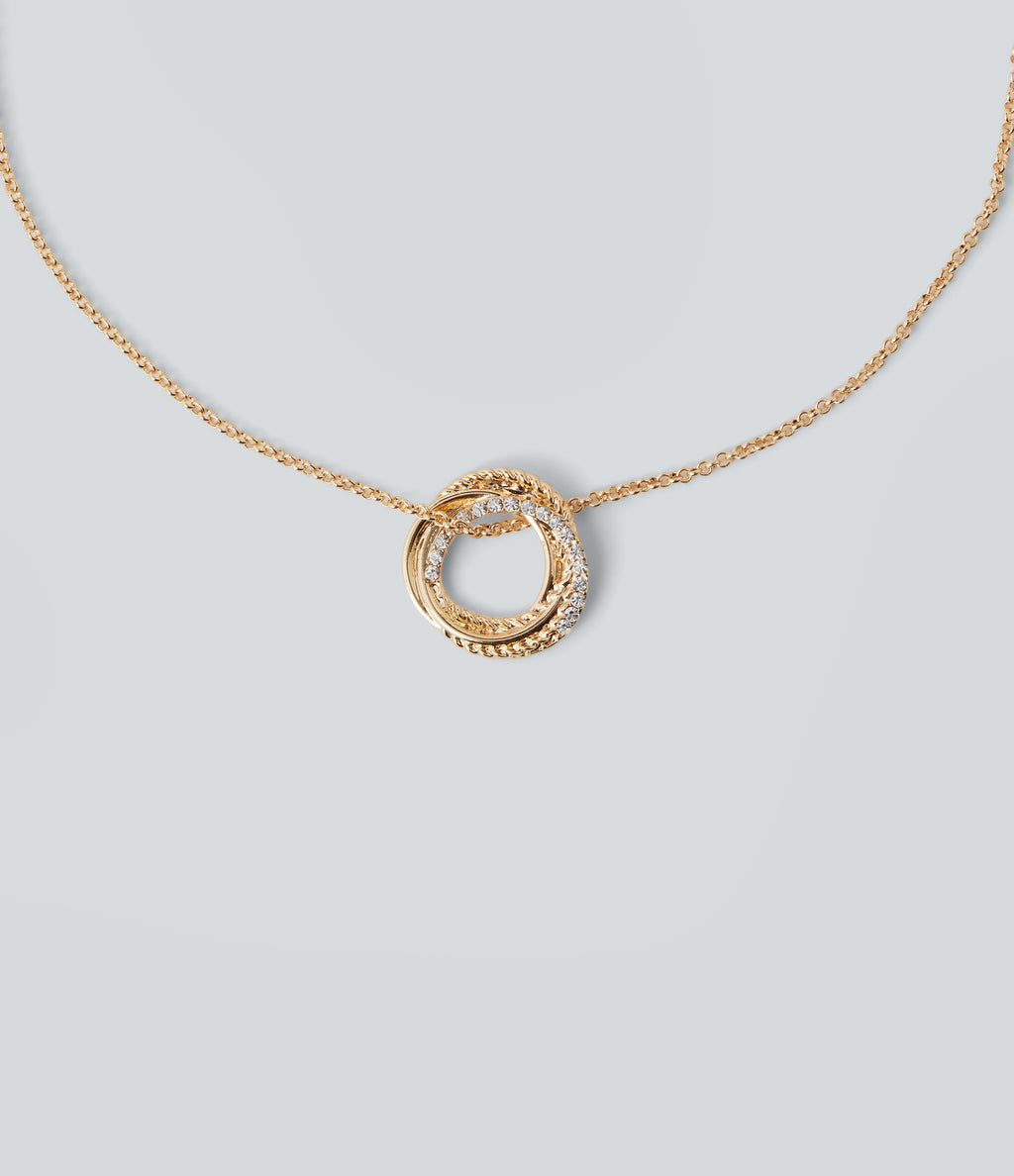 Rhinestone-Encrusted Braided Necklace — Gold — view 2