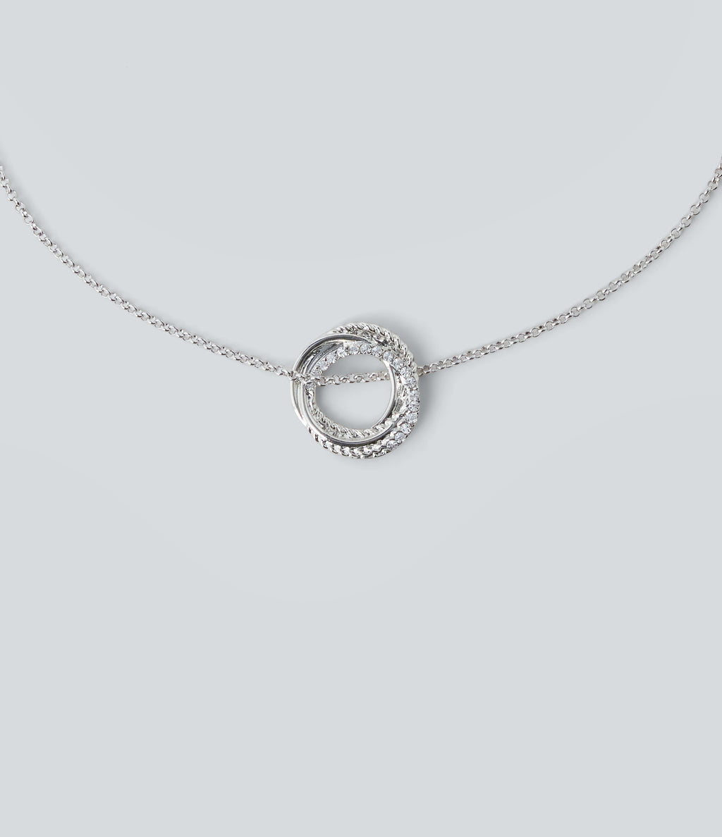 Rhinestone-Encrusted Braided Necklace — Silver — additional view