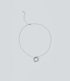 Rhinestone-Encrusted Braided Necklace — Silver — view 4