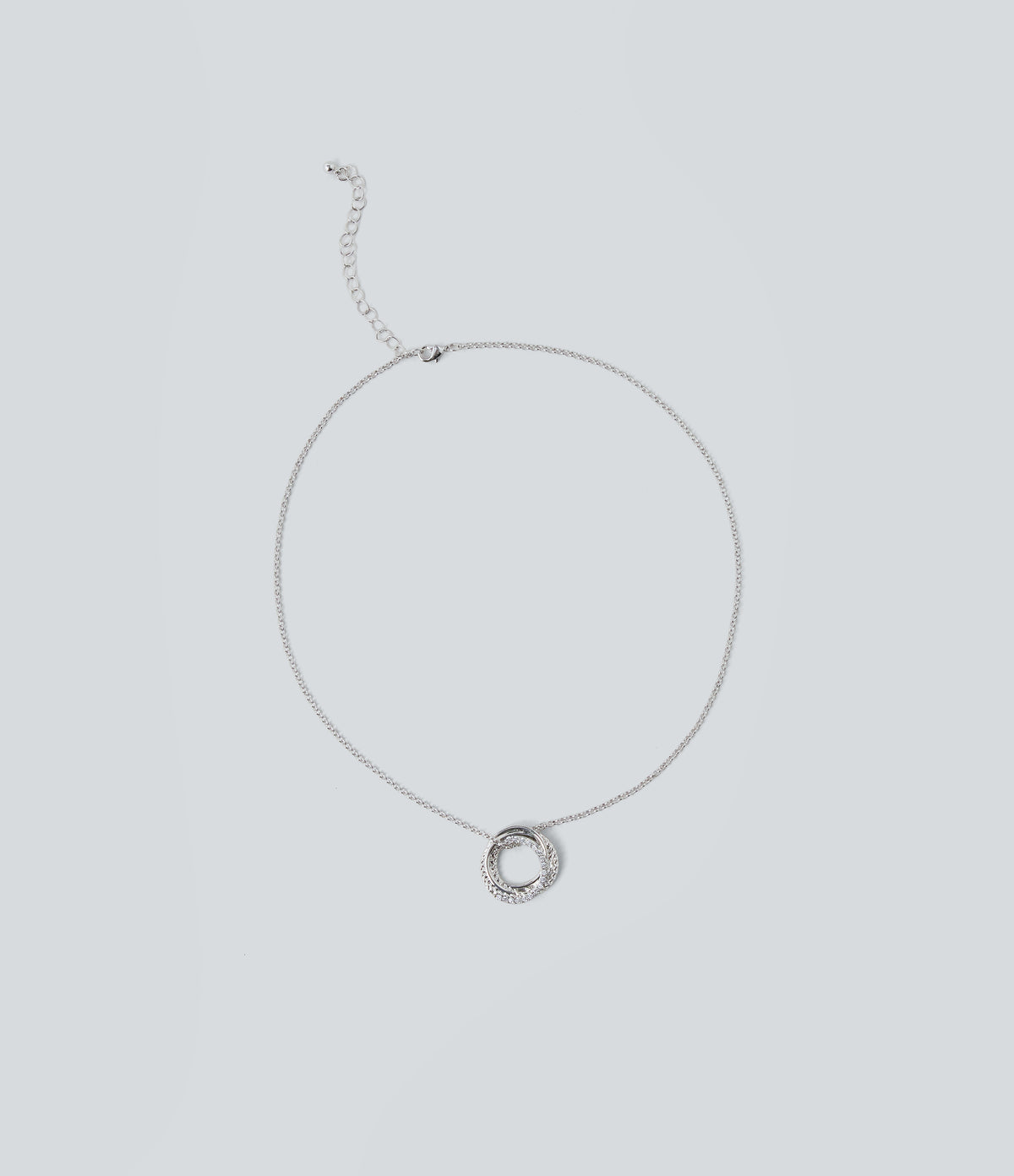 Rhinestone-Encrusted Braided Necklace — Silver — view 4