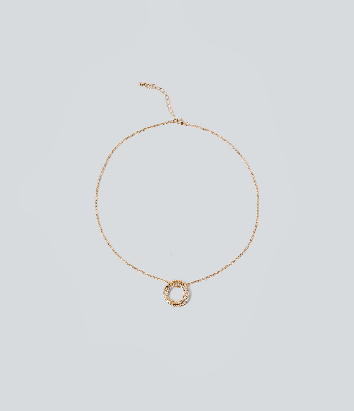 Rhinestone-Encrusted Braided Necklace — Gold — view 1