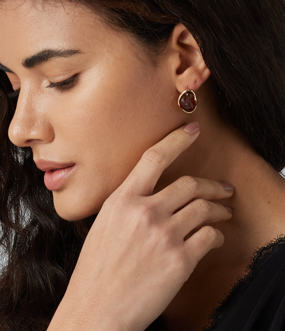 Alloy Stone Earrings — Gold — view 3
