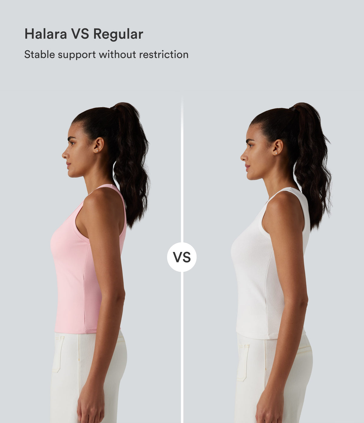 Ribbed Knit U Neck Built-in Bra Dance Tank Top B-E Cups — Veiled Pink — view 6