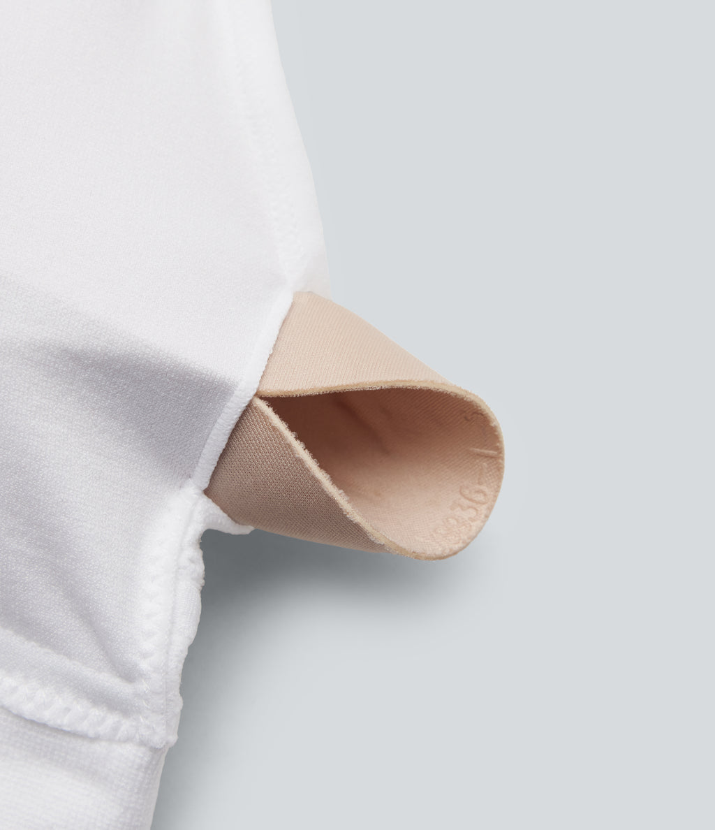 OneForm Seamless Flow Jacquard Built-in Bra Cropped Yoga Tank Top — White — view 8