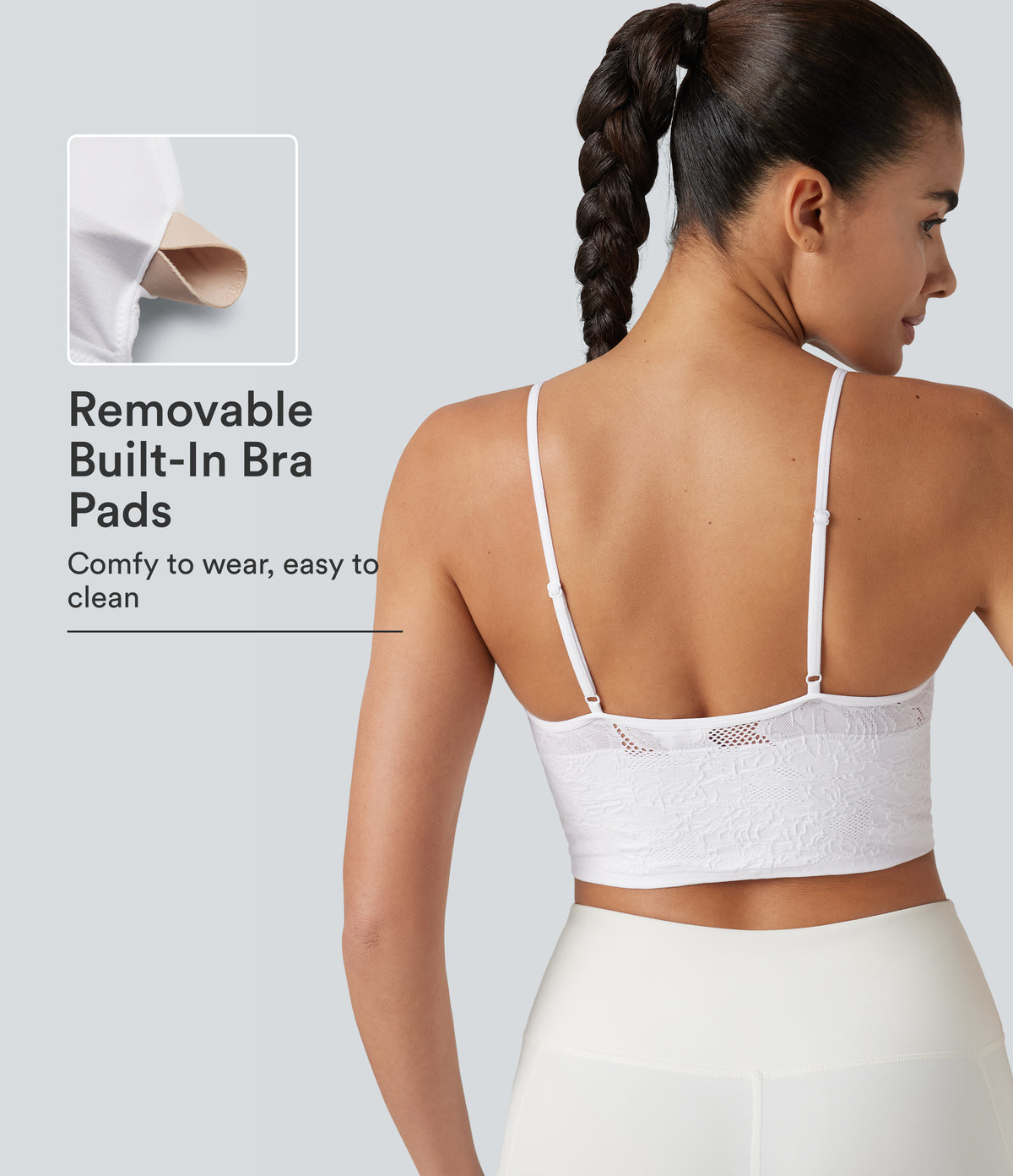 OneForm Seamless Flow Jacquard Built-in Bra Cropped Yoga Tank Top — White — view 1