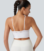 OneForm Seamless Flow Jacquard Built-in Bra Cropped Yoga Tank Top — White — view 6