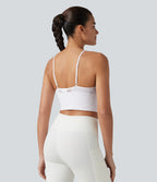 OneForm Seamless Flow Jacquard Built-in Bra Cropped Yoga Tank Top — White — view 2