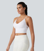 OneForm Seamless Flow Jacquard Built-in Bra Cropped Yoga Tank Top — White — view 3