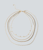 Rhinestones Chain Necklace Set — Gold — view 1