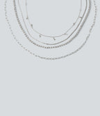 Rhinestones Chain Necklace Set — Silver — additional view