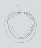 Rhinestones Chain Necklace Set — Silver — view 4
