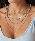 Rhinestones Chain Necklace Set — Silver — additional view