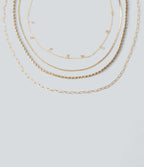Rhinestones Chain Necklace Set — Gold — view 2