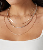 Rhinestones Chain Necklace Set — Gold — view 3