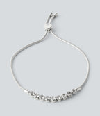 Adjustable Copper & Glass Gemstone Plated Bracelet — Silver — view 1
