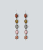 Colorful Stone Drop Earrings — Silver — view 4