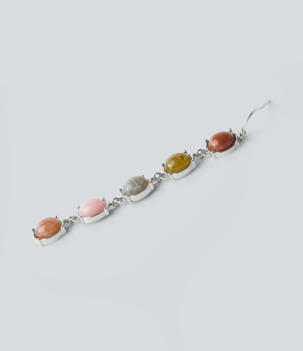 Colorful Stone Drop Earrings — Silver — additional view