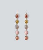 Colorful Stone Drop Earrings — Gold — view 1