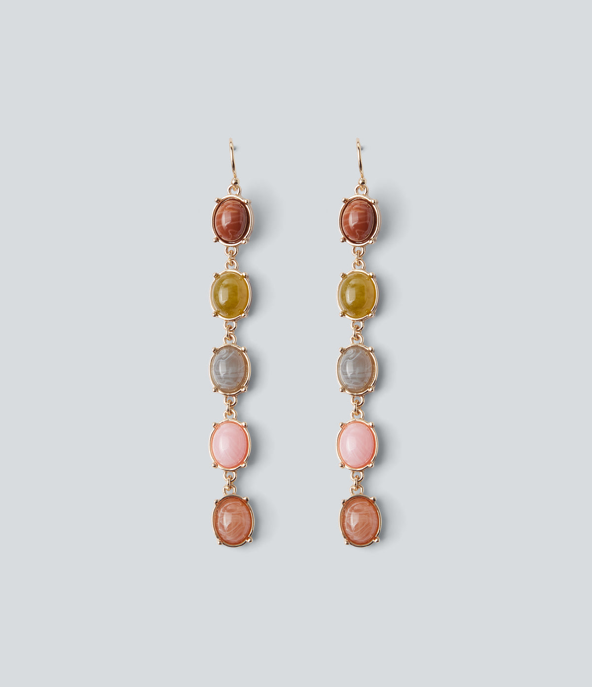 Colorful Stone Drop Earrings — Gold — view 1