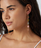 Colorful Stone Drop Earrings — Gold — view 3