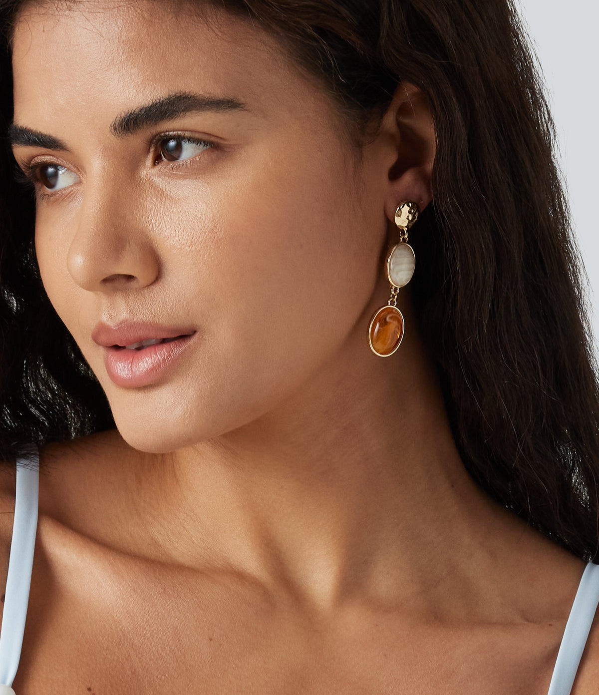 Alloy Resort Style Stone Earrings — Gold — additional view