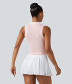 OneForm Seamless Flow Lapel Color Block Breathable Mesh Tennis Tank Top — Mauve Morn — view 3