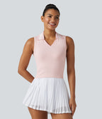 OneForm Seamless Flow Lapel Color Block Breathable Mesh Tennis Tank Top — Mauve Morn — view 2