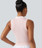 OneForm Seamless Flow Lapel Color Block Breathable Mesh Tennis Tank Top — Mauve Morn — view 1