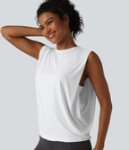 Round Neck Crossover InstantCool Yoga Tank Top-UPF50+ — White — view 6