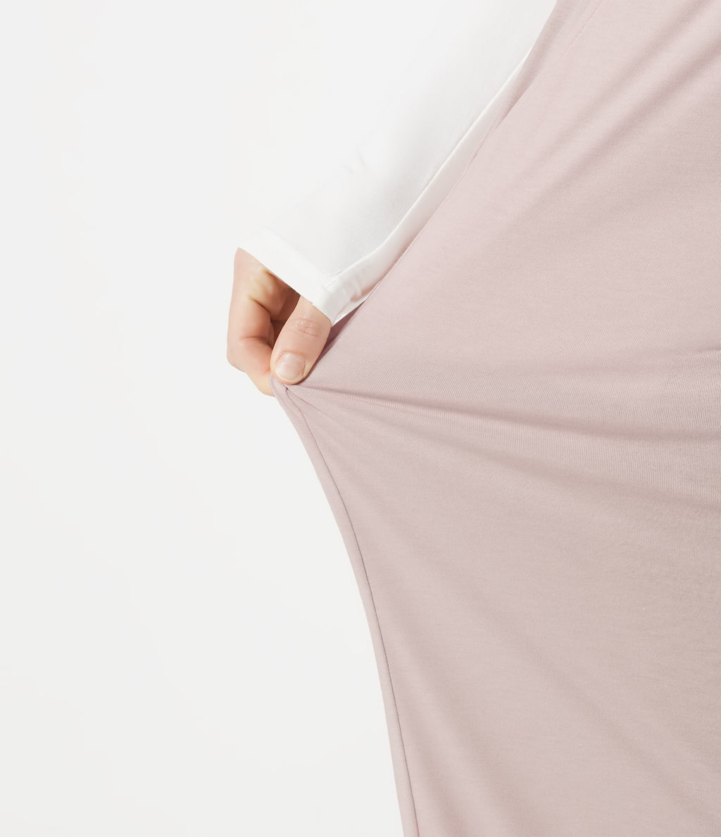 Mid Rise Drawstring Lounging Baggy Pants with Pockets — Soft Petal Heather — view 5
