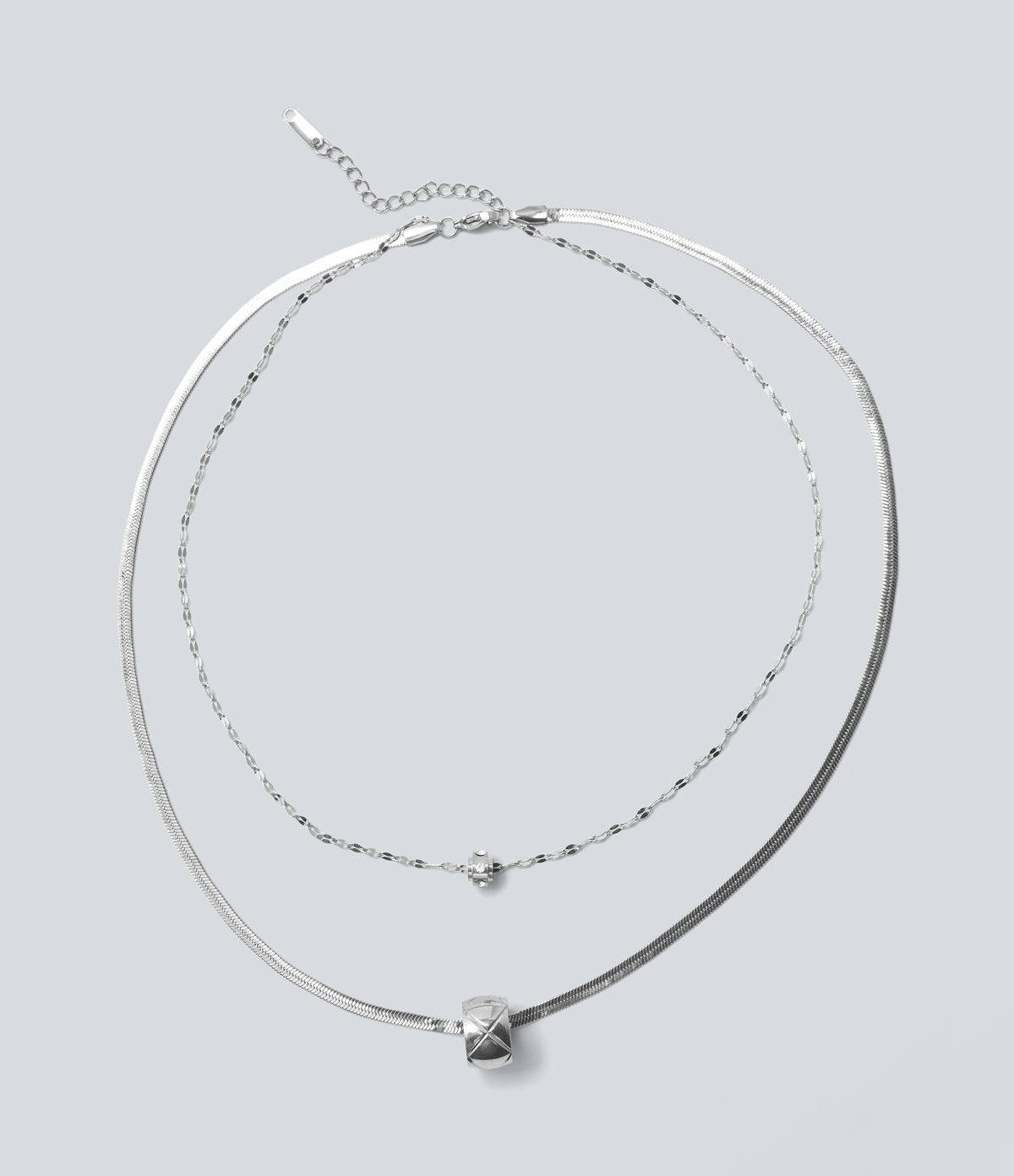 Pendant Necklace Set — Silver — view 4