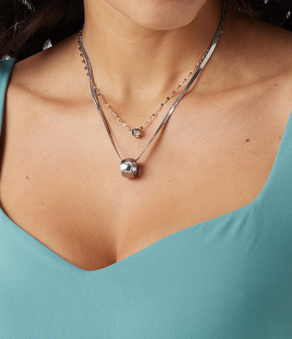 Pendant Necklace Set — Silver — additional view
