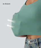 U Neck Built-in Bra Cropped Casual Tank Top B-E Cups — Clear Green — view 8