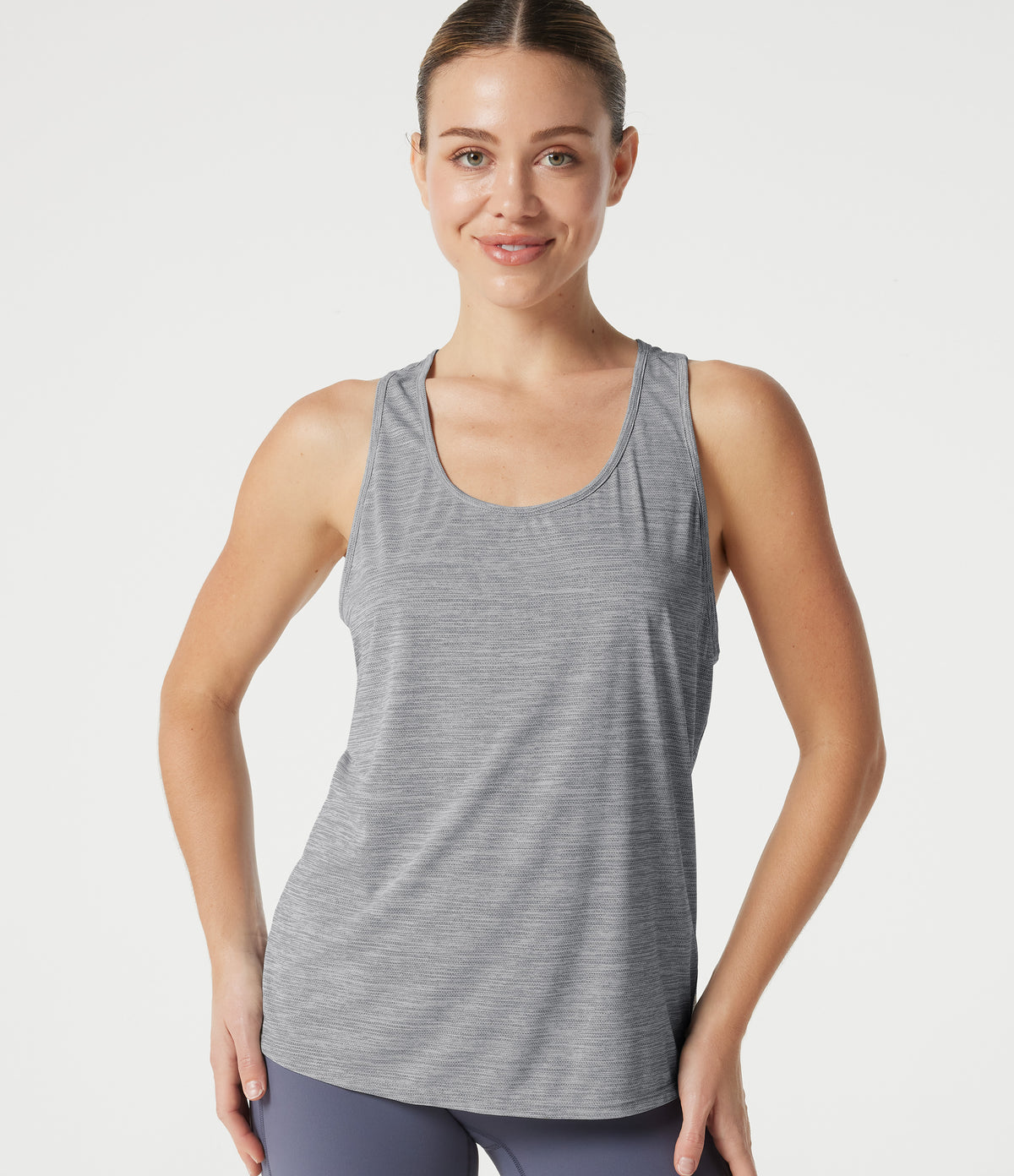 U Neck Cut Out Yoga Tank Top — Stone Drift — view 5