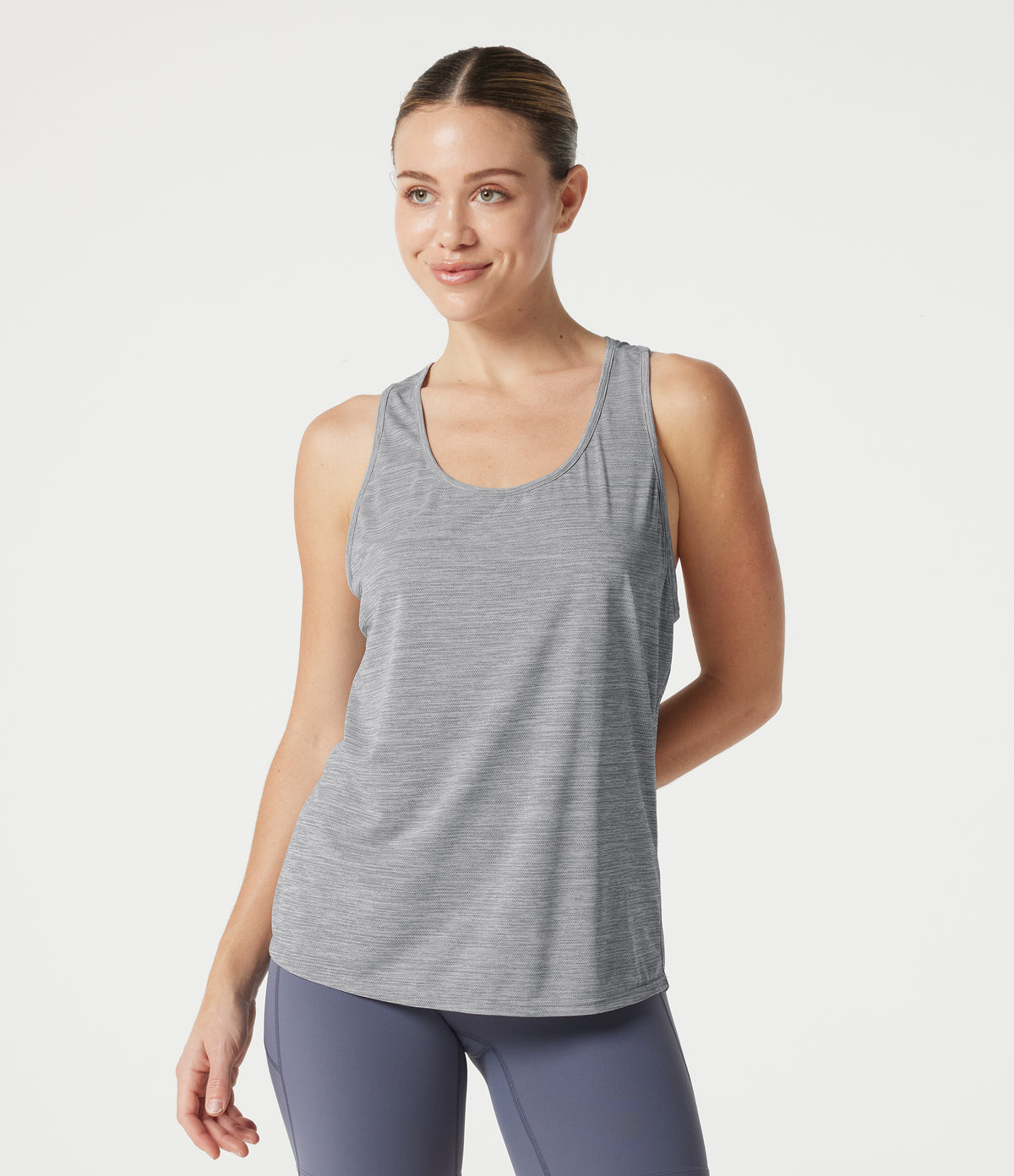 U Neck Cut Out Yoga Tank Top — Stone Drift — view 2