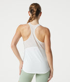 Racerback Breathable Mesh Curved Hem Quick Dry Yoga Tank Top — White — view 4
