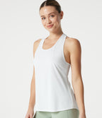 Racerback Breathable Mesh Curved Hem Quick Dry Yoga Tank Top — White — view 5