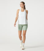 Racerback Breathable Mesh Curved Hem Quick Dry Yoga Tank Top — White — view 6
