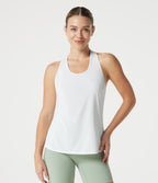 Racerback Breathable Mesh Curved Hem Quick Dry Yoga Tank Top — White — view 2