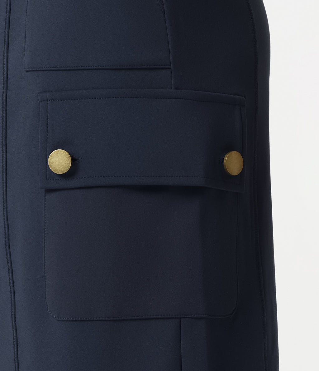 High Waisted Work Bermuda Shorts with Pockets — Midnight Blue — view 5