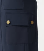 High Waisted Work Bermuda Shorts with Pockets — Midnight Blue — view 5
