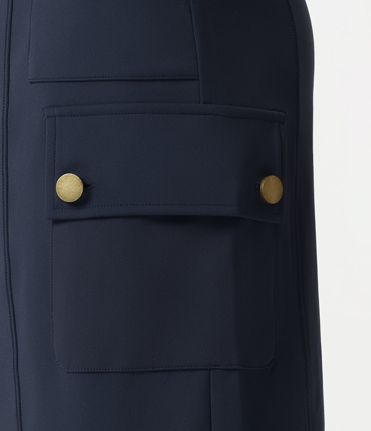 High Waisted Work Bermuda Shorts with Pockets — Midnight Blue — view 5