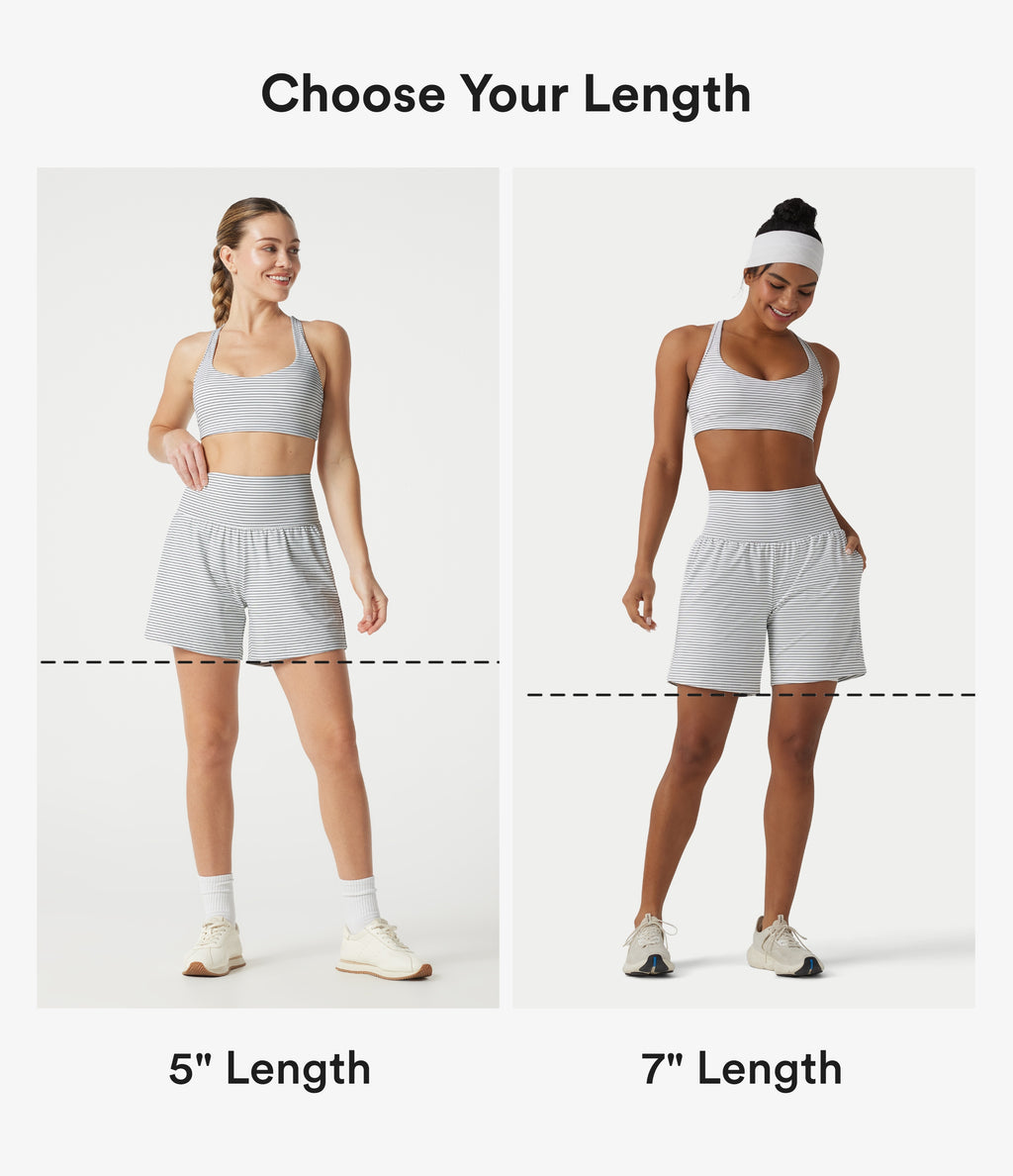 Super High Waisted 2-in-1 Stripe Yoga Shorts 5'' with Pockets — Zebra Ripple — view 2
