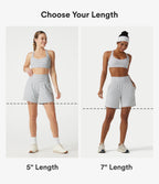 Super High Waisted 2-in-1 Stripe Yoga Shorts 5'' with Pockets — Zebra Ripple — view 2