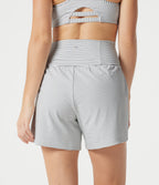 Super High Waisted 2-in-1 Stripe Yoga Shorts 5'' with Pockets — Zebra Ripple — view 4